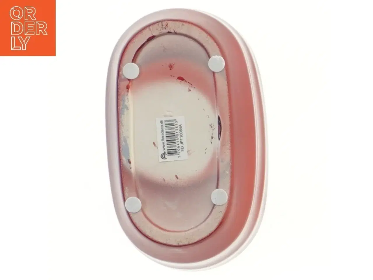 Billede 3 - Oval vase med gyldne striber fra Floradeco (str. 17x10x8 cm)