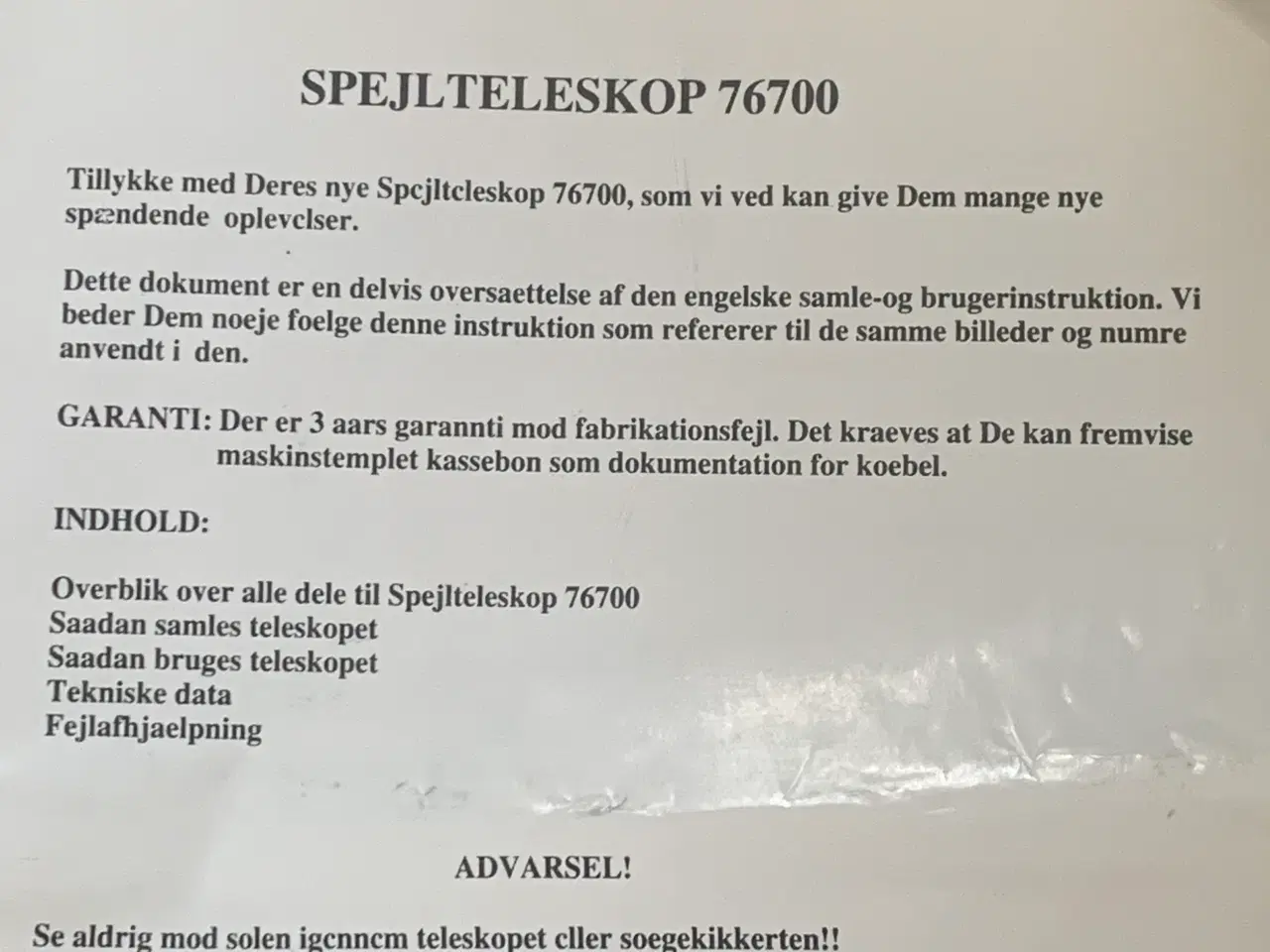 Billede 1 - Stjernekikkert / spejlteleskop nr 76700