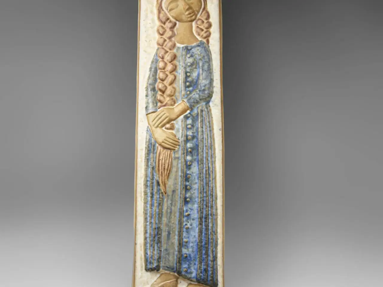Billede 3 - Keramik Relief af Michael Andersen Pige m fletning