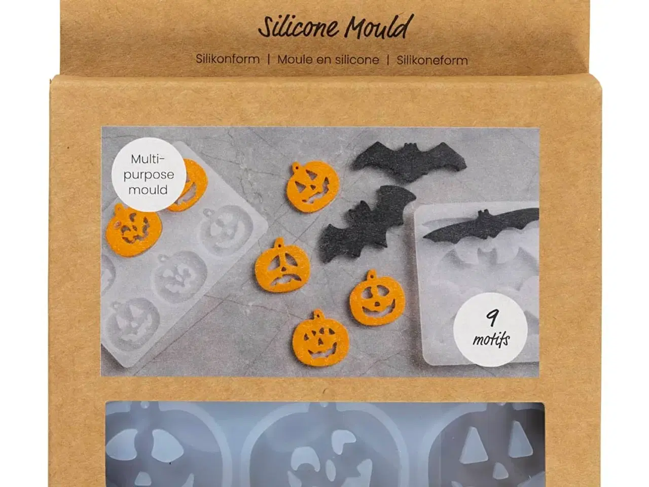 Billede 1 - Silikoneform, Flagermus og græskar, H: 0,3+0,5 cm, B: 3+8 cm, mat transparent, 2 stk./ 1 stk.