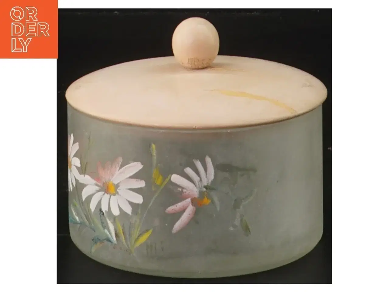 Billede 2 - Glaskrukke med låg og blomster (str. Ø 9 cm)