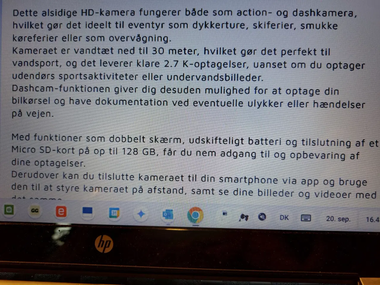 Billede 13 - ACTIONSCAMERA/DASHBOARD TIL BILEN OG CYKLEN