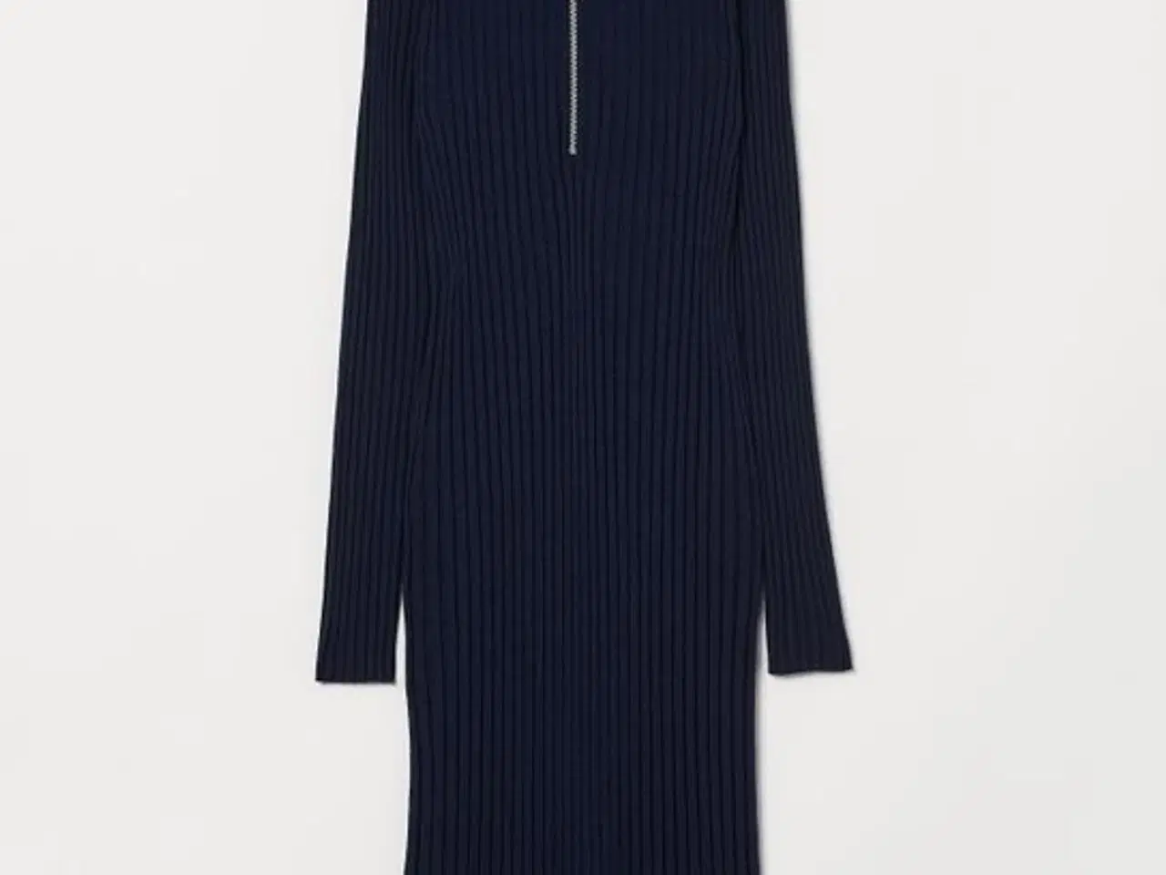 Billede 2 - Ribstrikket blå kjole fra H&M i ren merino uld