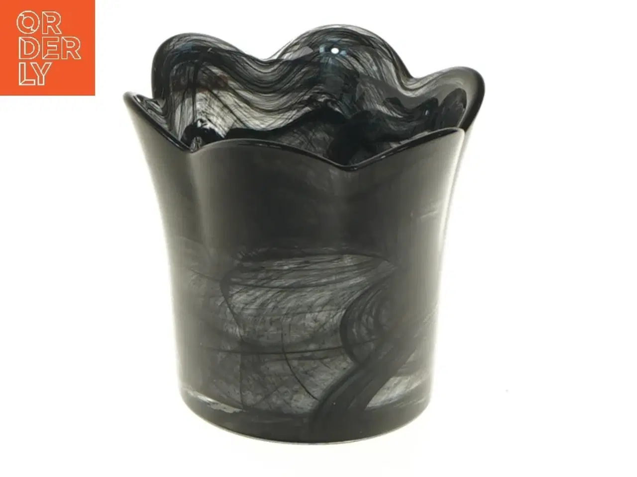 Billede 1 - Lille glasvase/lysestage med bølget kant (str. Ø 8 cm længde 8 cm)