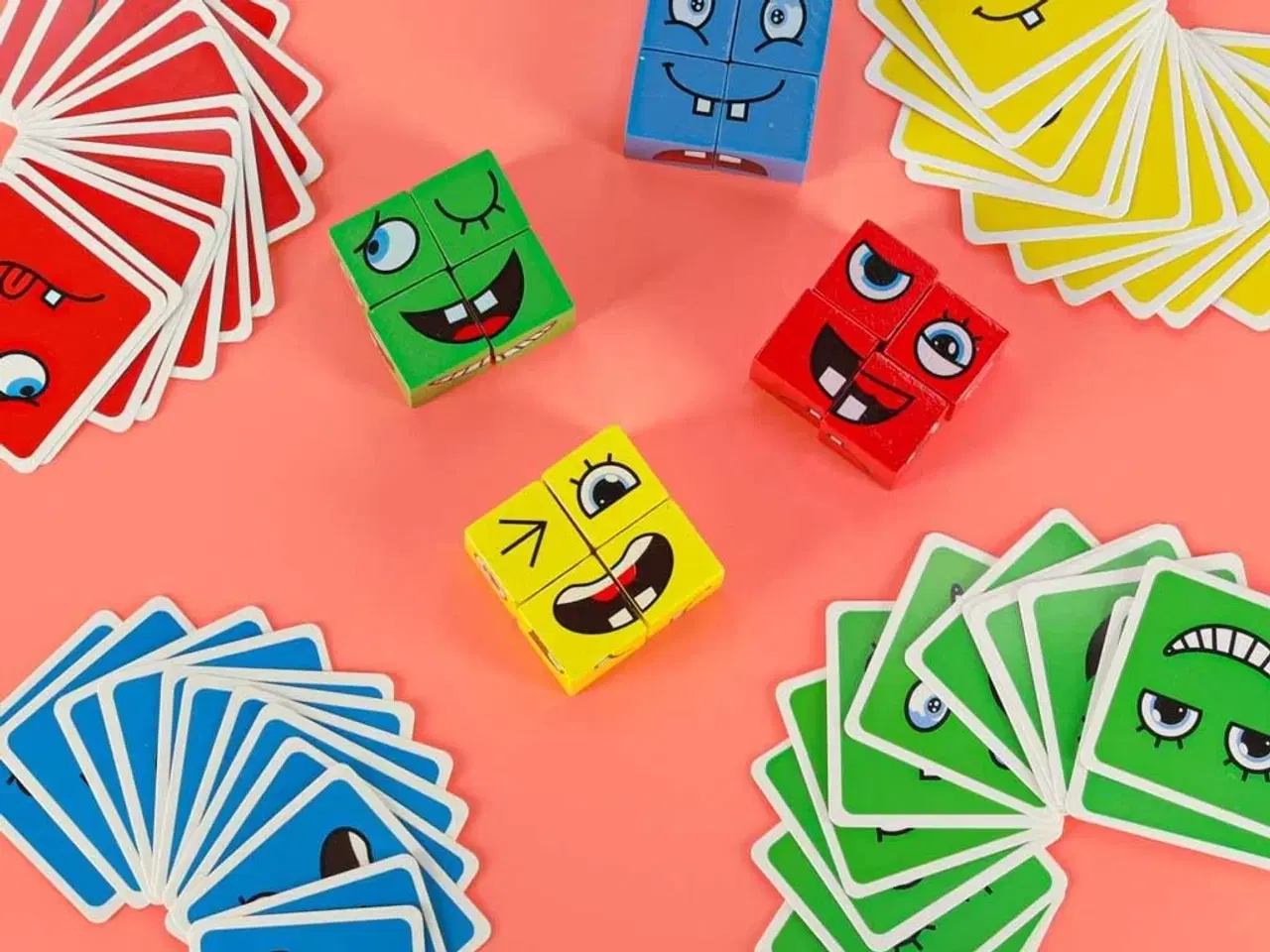 Billede 14 - Puslespil med skiftende ansigter – kreative klodser og kort (64 kort, 16 klodser)