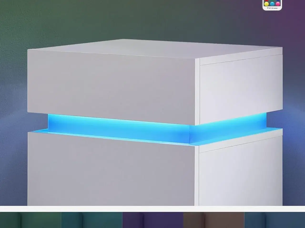 Billede 6 - Sengebord med LED-lys 3 skuffer, moderne, 35 × 40 × 55 cm, hvid