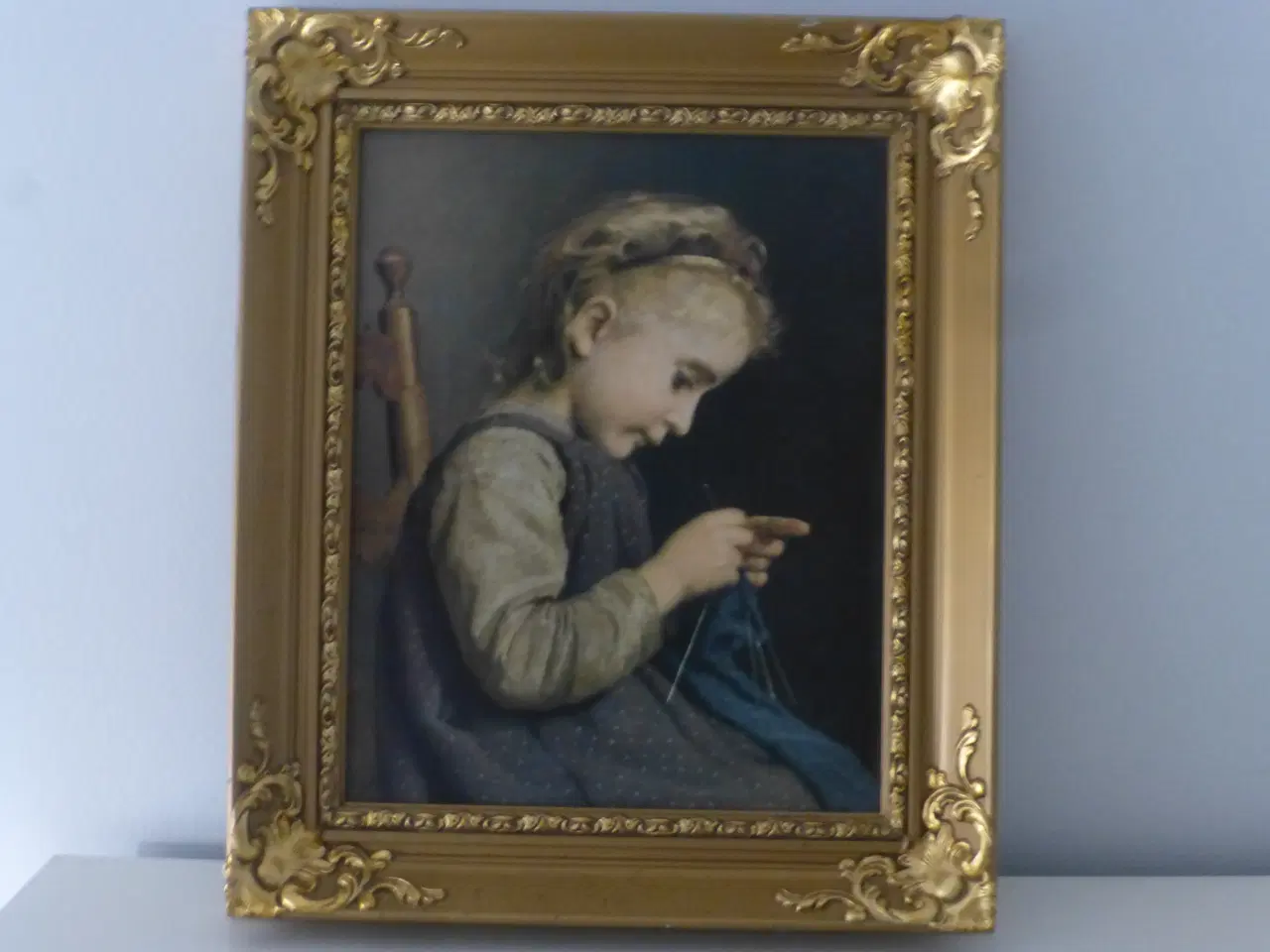 Billede 1 - Strikkende pige (Albert Anker)