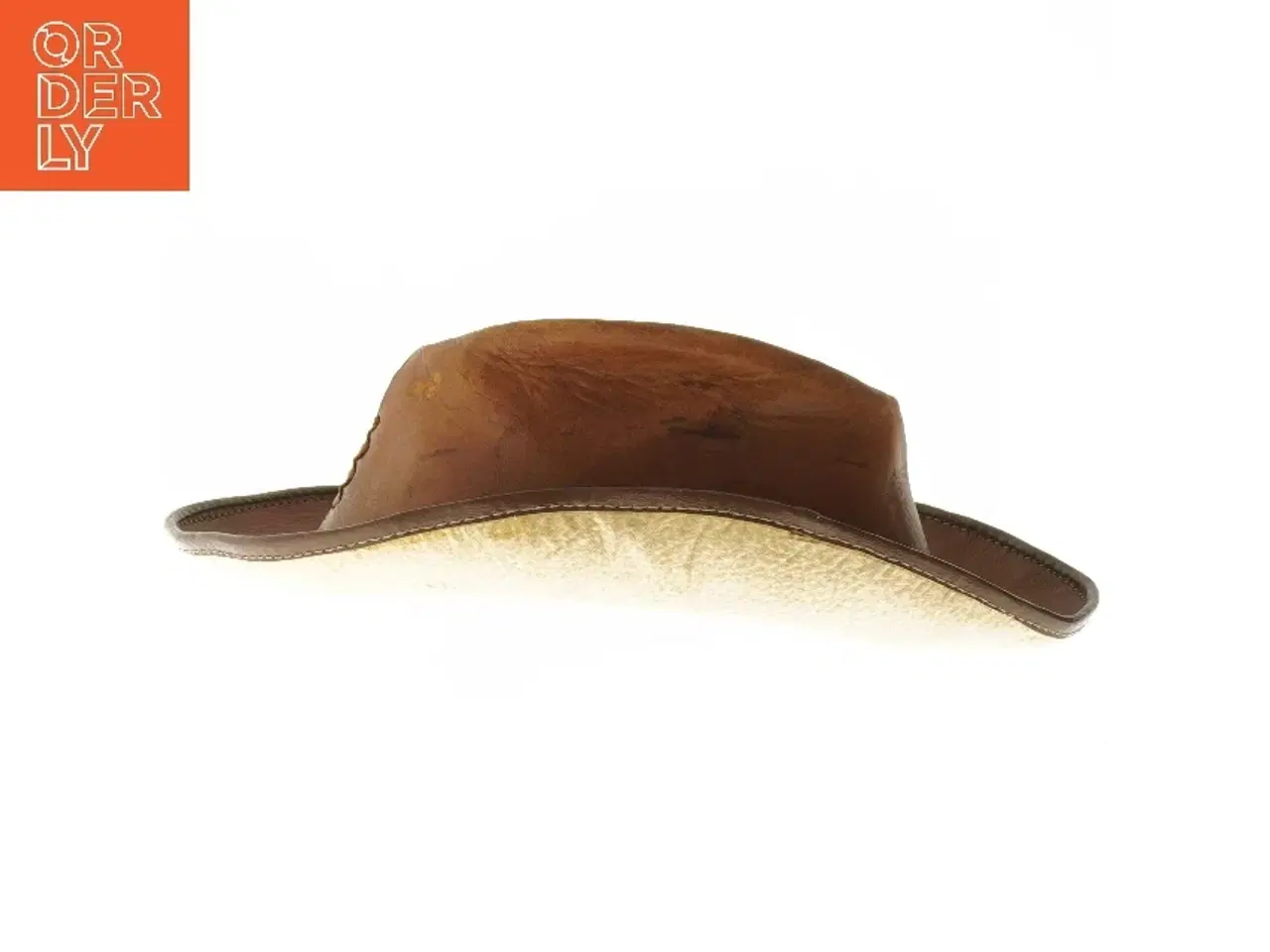 Billede 1 - Brun læderhat (str. Ø 22 cm)