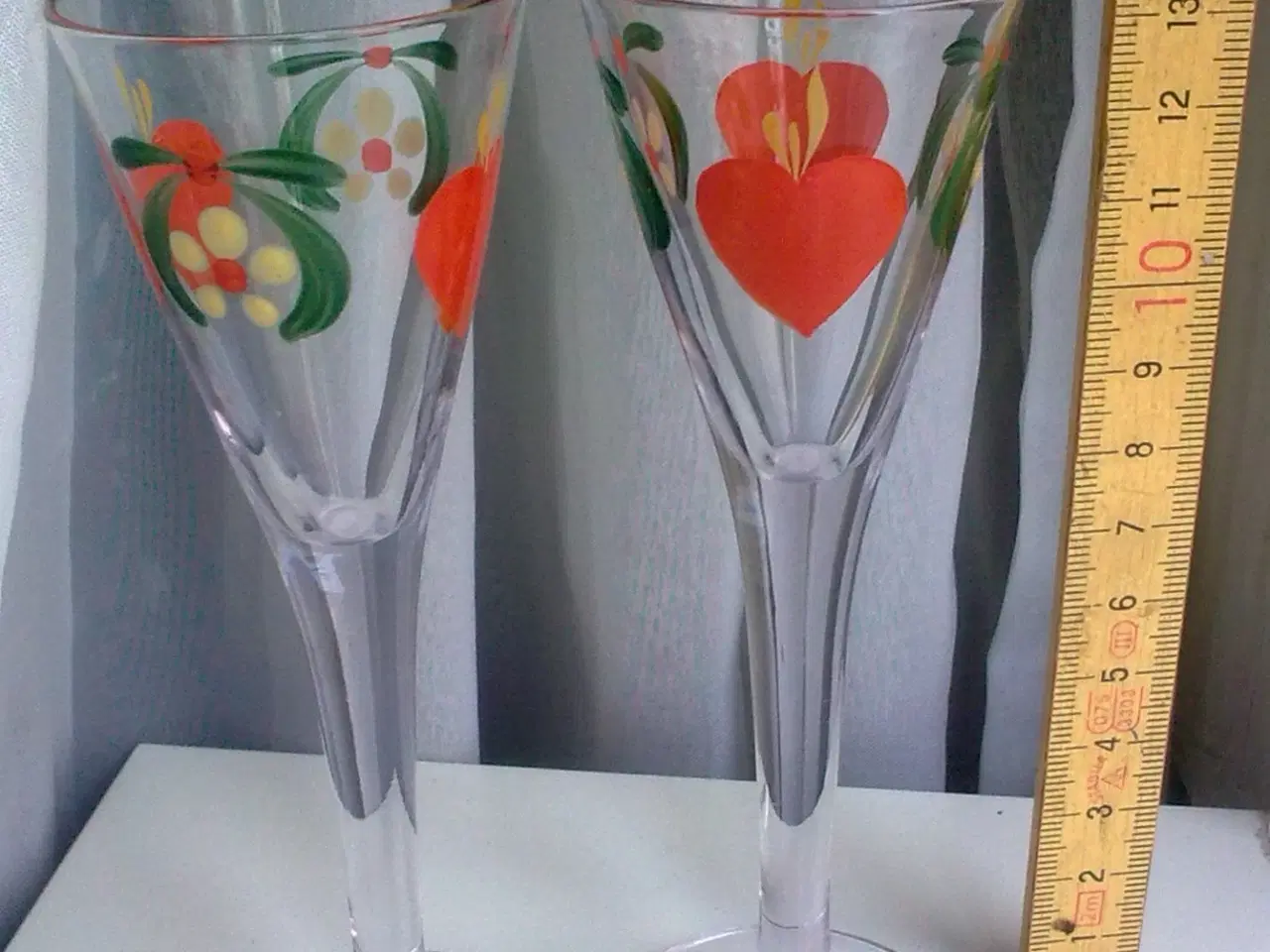 Billede 5 - Hjerte skål i glas på fod - Kornmark og himmelblå.