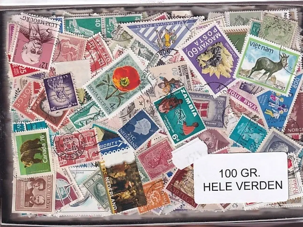 Billede 1 - Hele Verden - Dubletparti 100 gram afvaskede frimærker