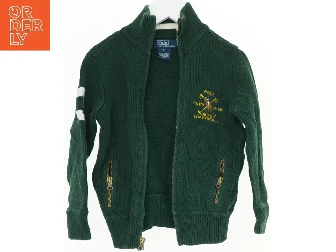 Billede 1 - Grøn cardigan med lynlåse fra Ralph Lauren (str. 116)