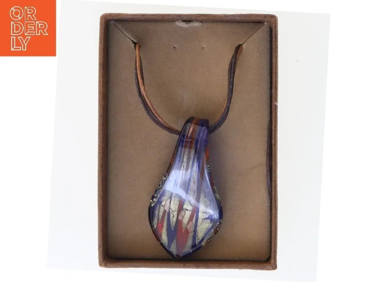 Billede 4 - Halskæde med glasvedhæng (str. 42 cm)