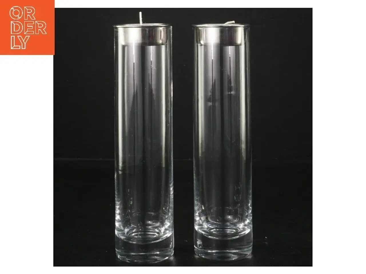 Billede 1 - To glas lysestager (str. 19 cm)