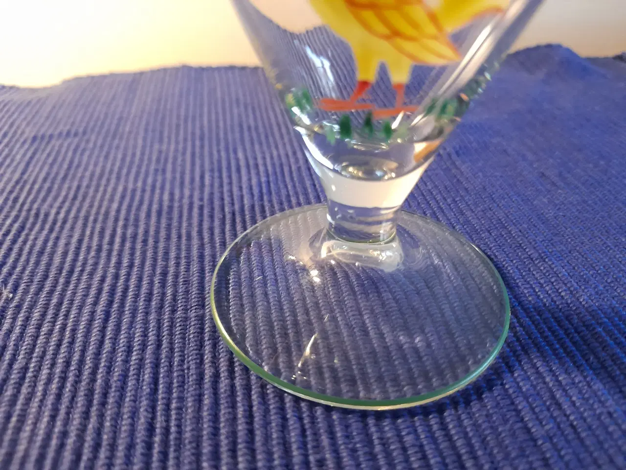 Billede 2 - 3 stk glas med grøn kant og hanemotiv.