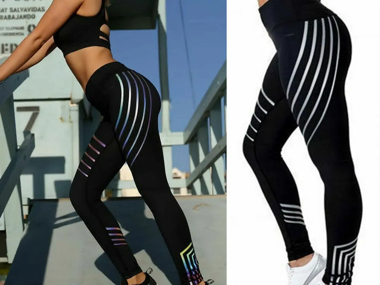 Billede 7 -  Leggins med refleks striber/medium