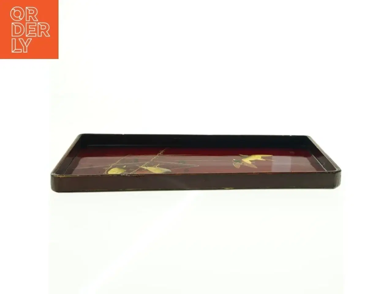 Billede 2 - Orientalsk Lakeret  serveringsbakke med fuglemotiv (str. 37 x 21 cm)