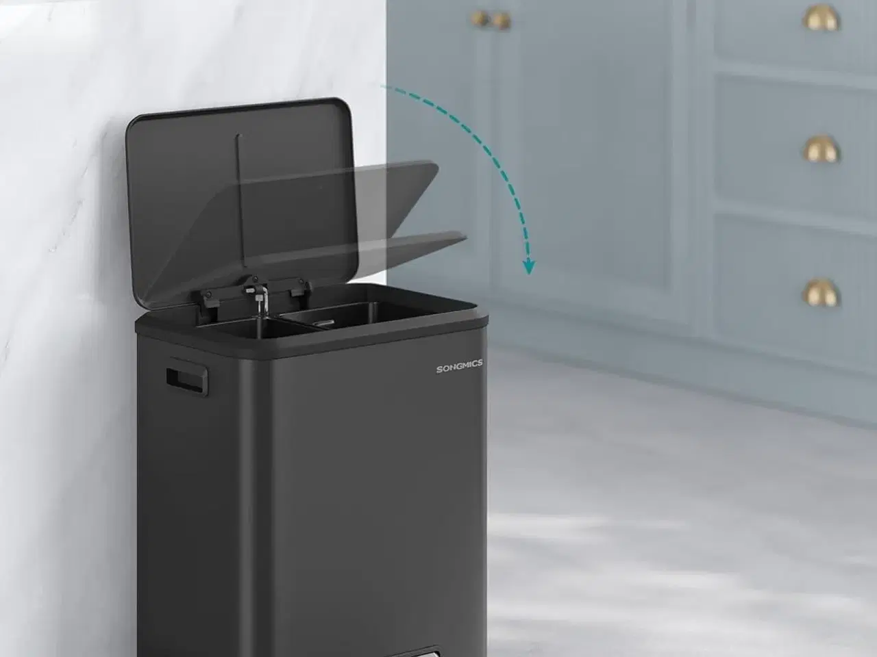 Billede 3 - Skraldespand med pedal 2 x 15 l LTB544B02, sort, rustfrit stål