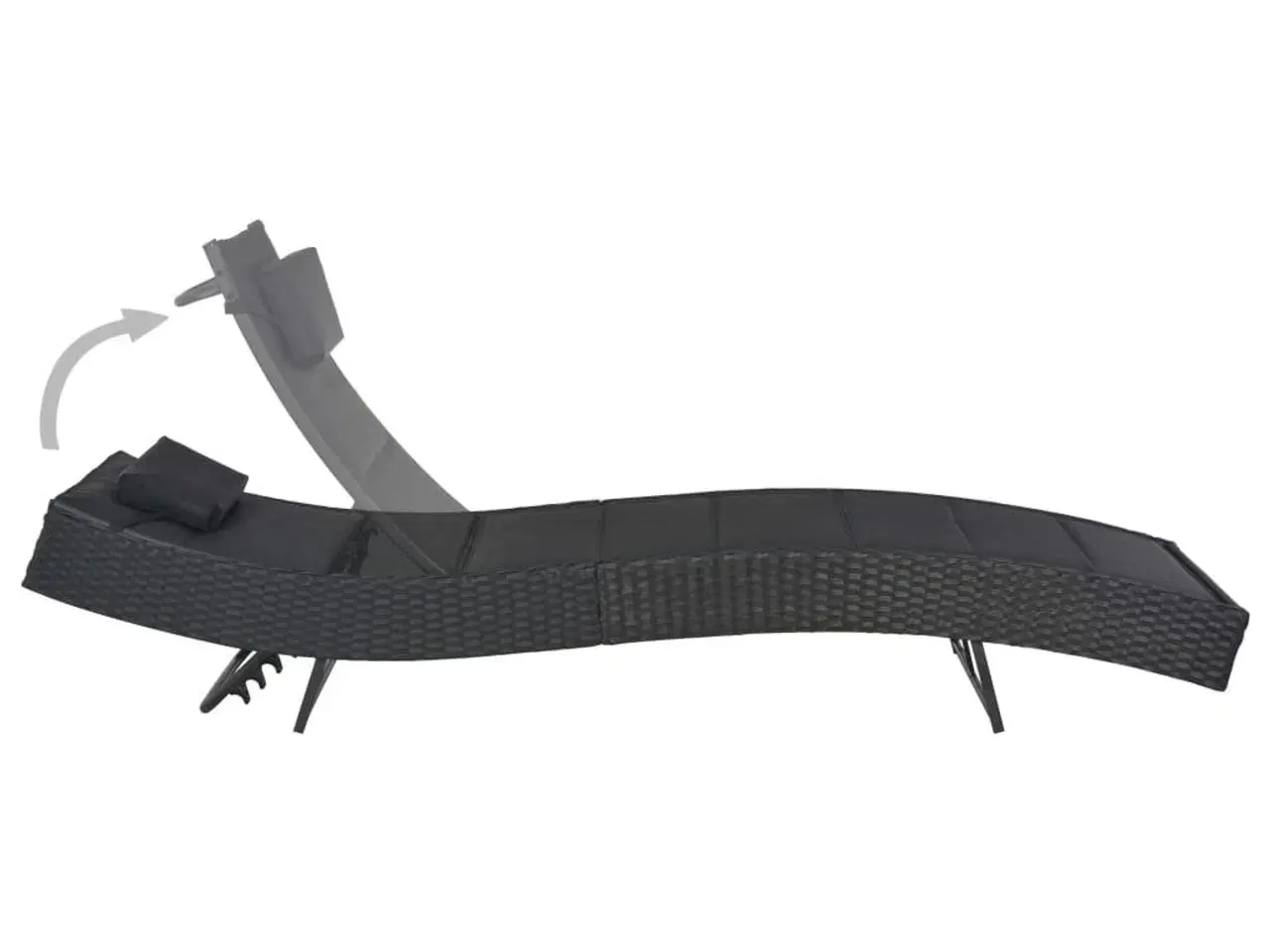 Billede 2 - Liggestol polyrattan og textilene sort