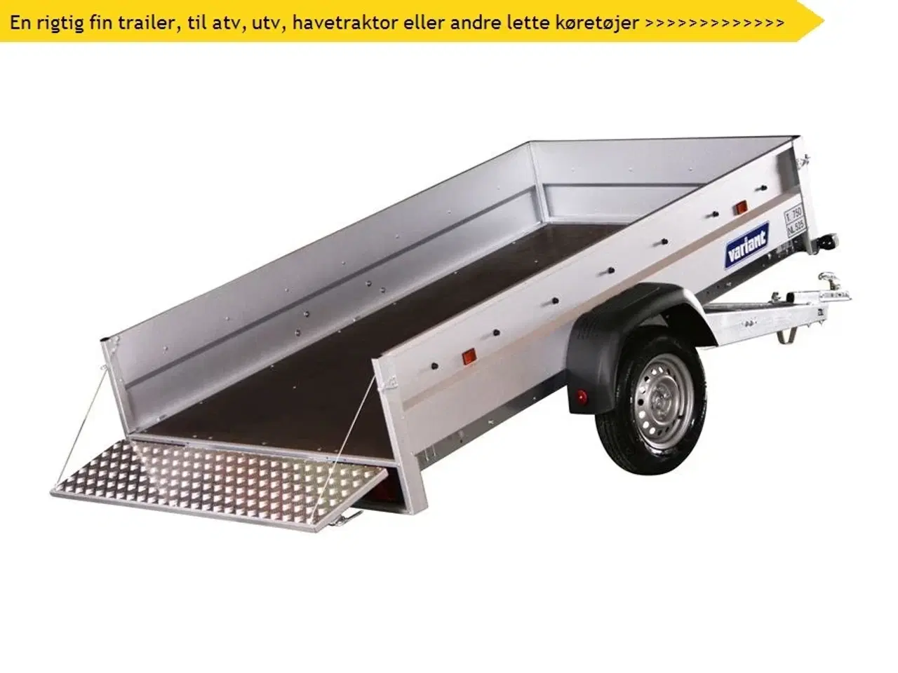 Billede 1 - 2024 - Variant 754 F1 M/TIP   Nr. plade 790,- kr. En rigtig fin trailer til havetraktor, ATV, UTV eller andet der kan trille op på ladet.