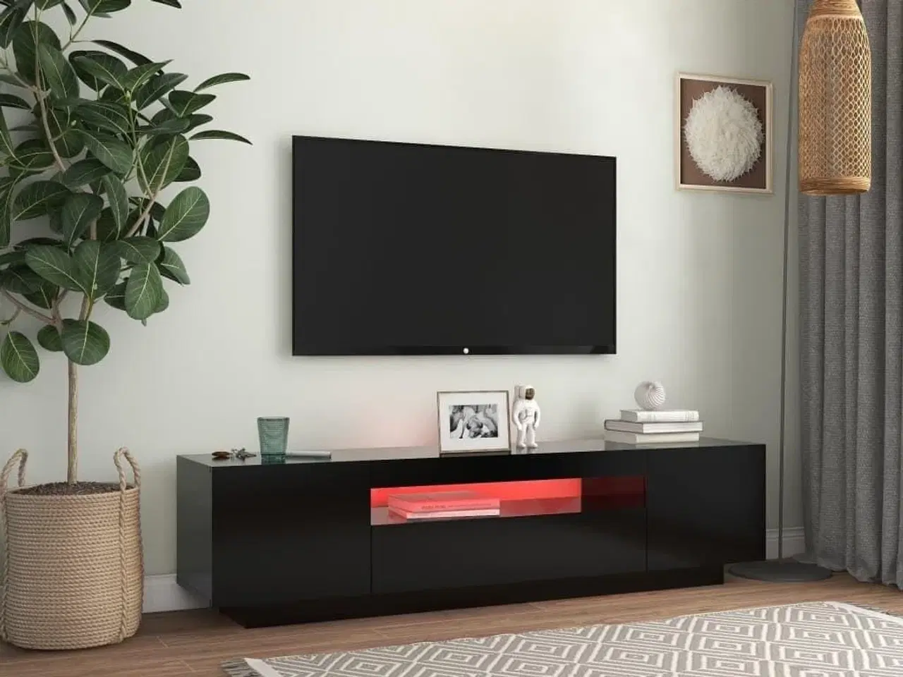 Billede 4 - Tv-bord med LED-lys 160x35x40 cm sort