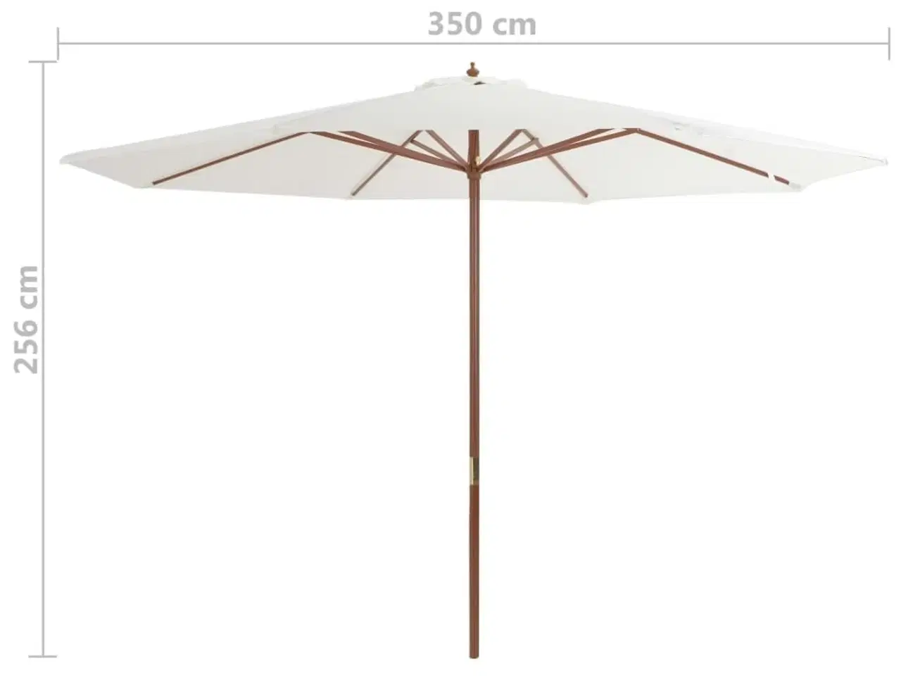 Billede 4 - Udendørs parasol med træstang 350 cm sandhvid