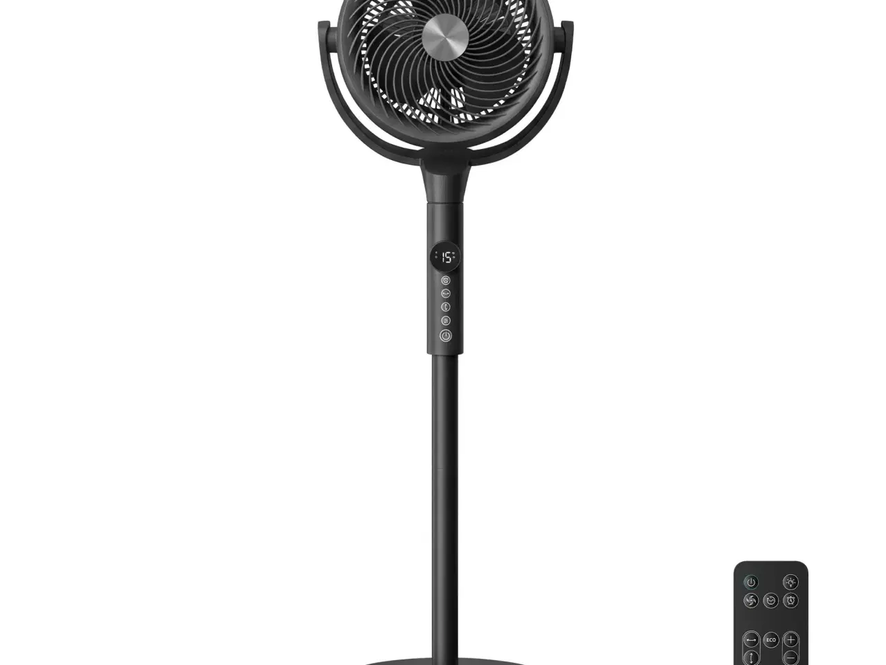Billede 1 - Søjleventilator med fjernbetjening – højdejusterbar, 15 hastigheder, oscillation, timer, støjsvag – sort