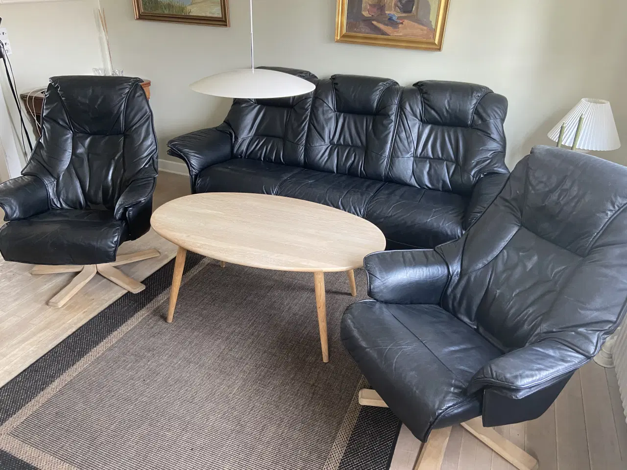 Billede 2 - Læder stue sofa og stole Hjort Knudsen