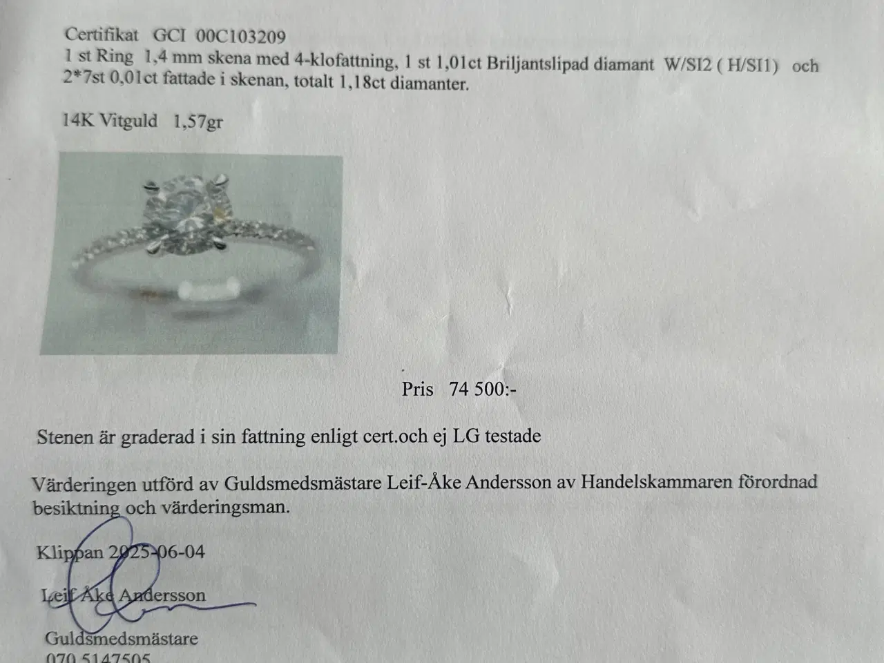 Billede 8 - Naturlig Diamantring 1,18ct