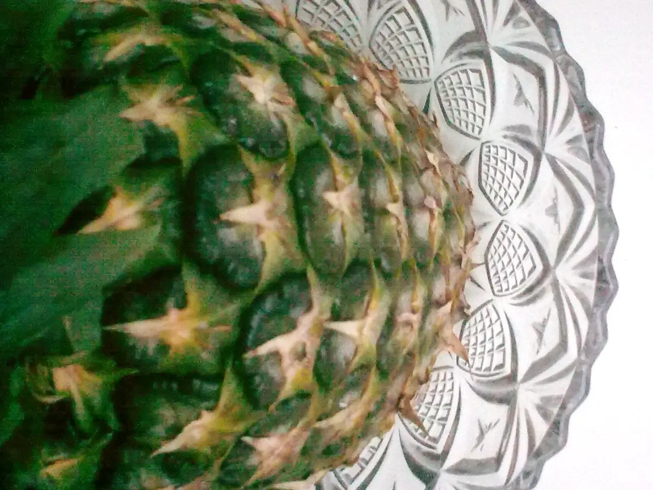 Billede 2 - Ananas asiet og skål i glas vintage 2 DELE