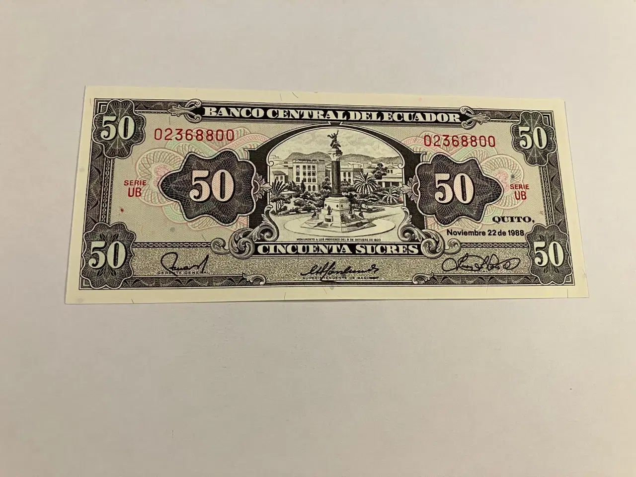 Billede 1 - 50 Sucres Ecuador 1988