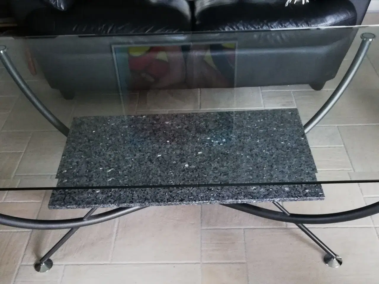 Billede 2 - Sofabord glas/granit/stål