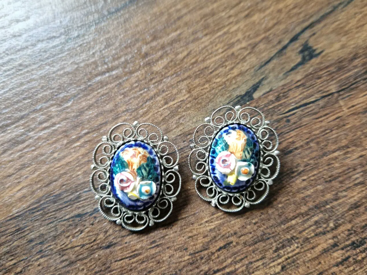 Billede 5 - Italienske vintage øreringe i mikromosaik 