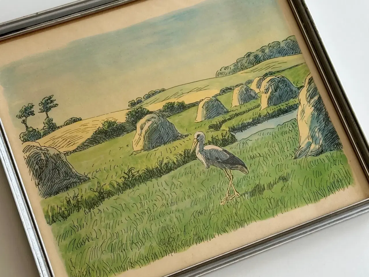 Billede 2 - Johannes Larsen, stork på marken