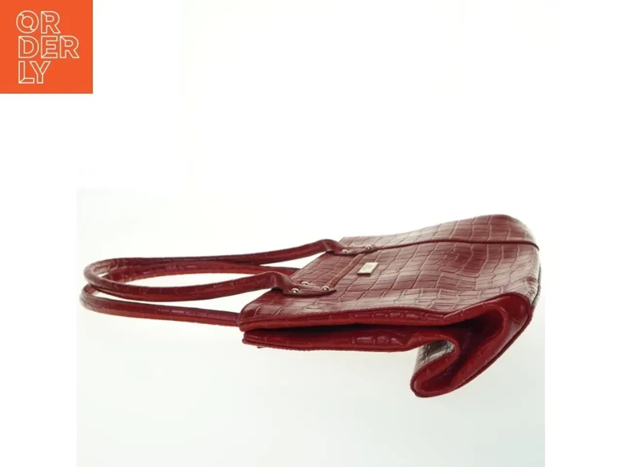 Billede 2 - Rød håndtaske i krokodillepræget læder fra Osprey (str. 35x27 cm)