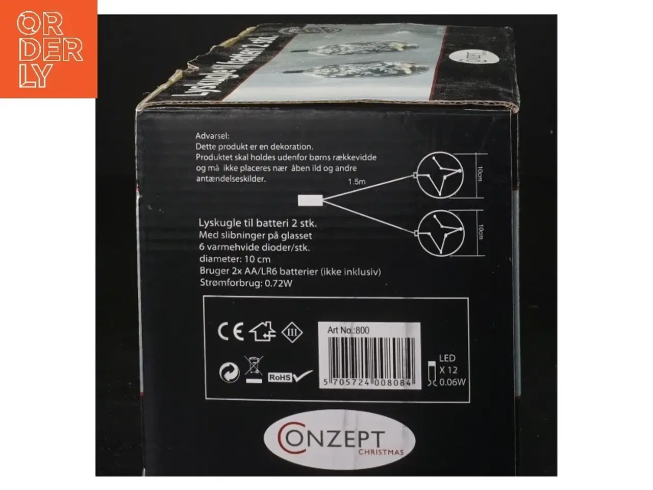 Billede 3 - Lyskugle til batteri, 2 stk fra Conzept (str. Ø 10 cm)