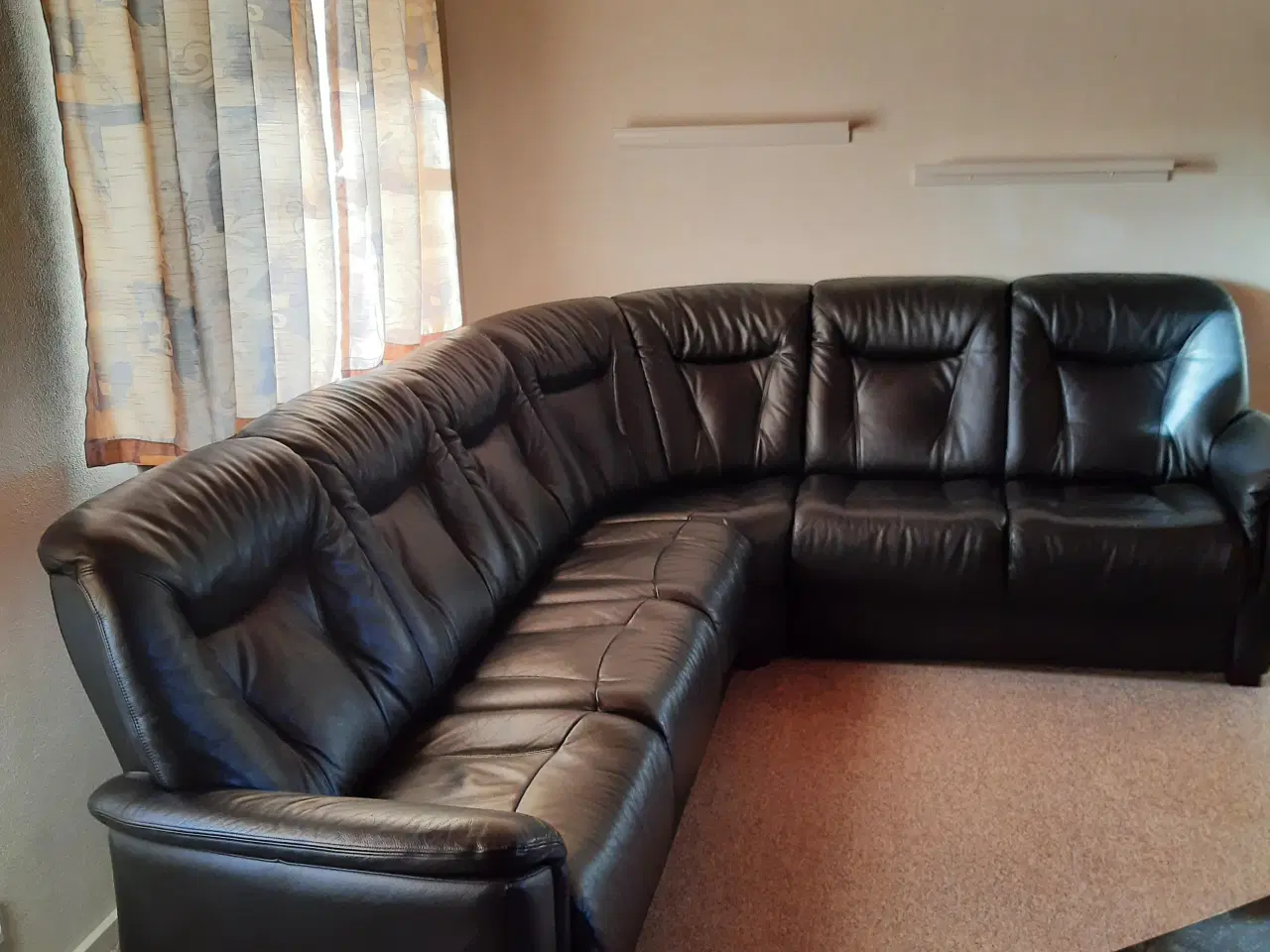 Billede 4 - Sort hjørne lædersofa