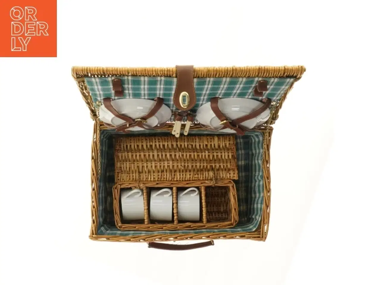 Billede 2 - Kurv med service til picnic (str. 45,5x30,5 cm)