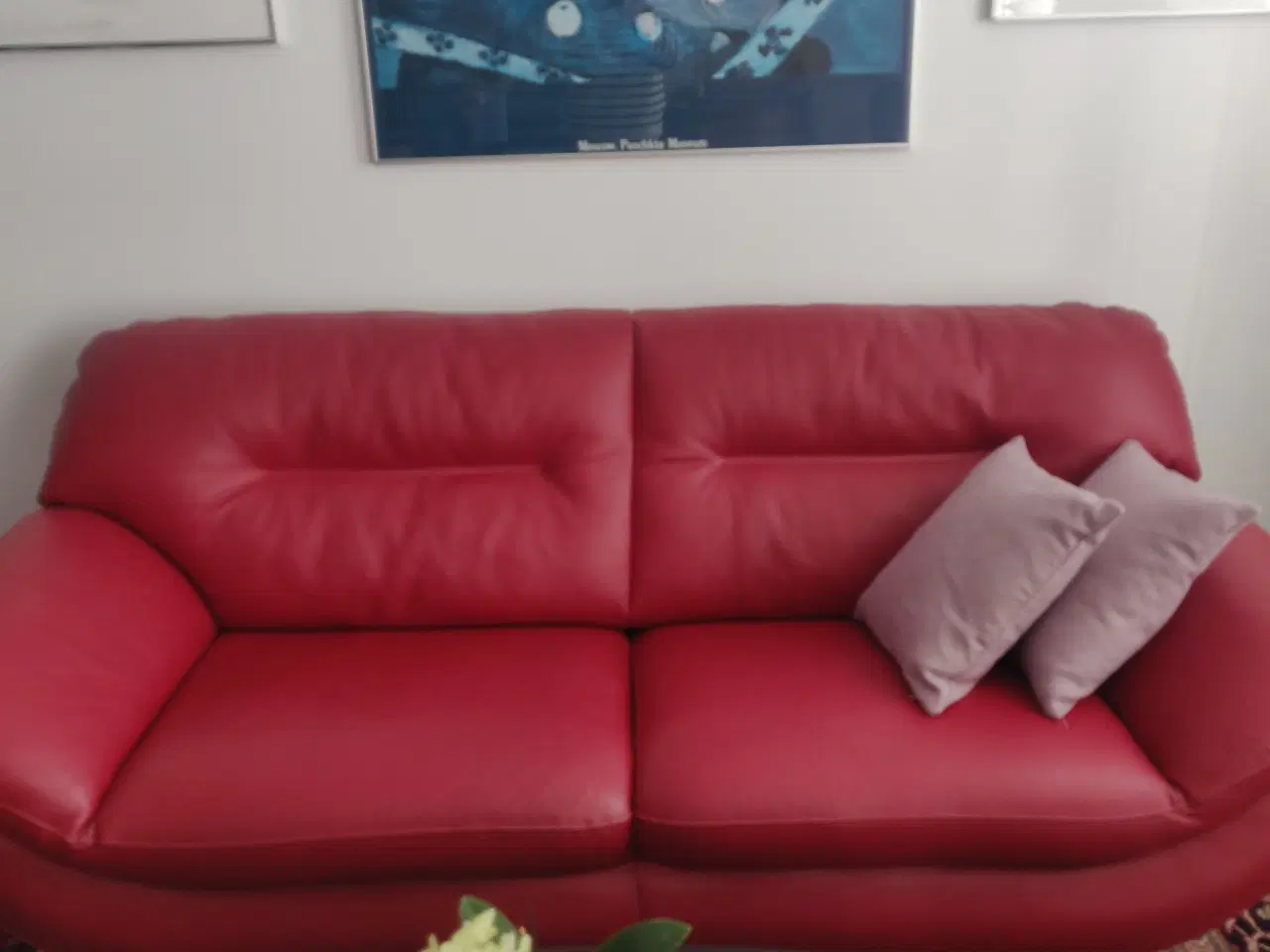 Billede 3 - Flot rød lædersofa