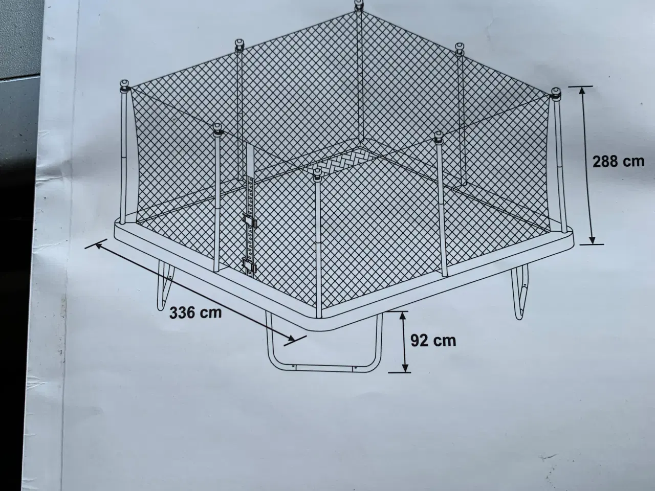Billede 3 - Trampolin, firkantet med tyk stel og sikkerhedsnet