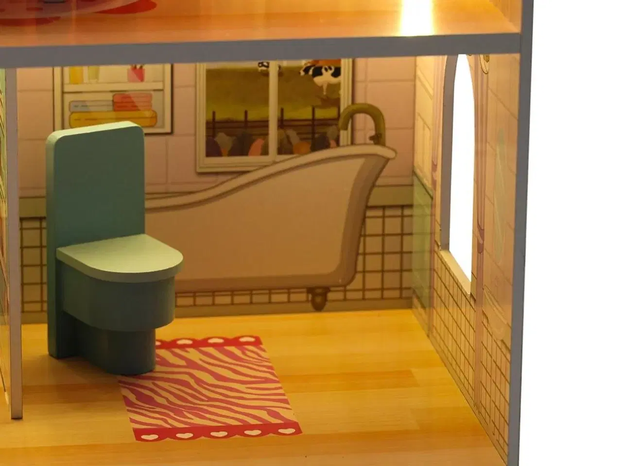 Billede 17 - Dukkehus i træ med møbler 70 cm – pink med LED