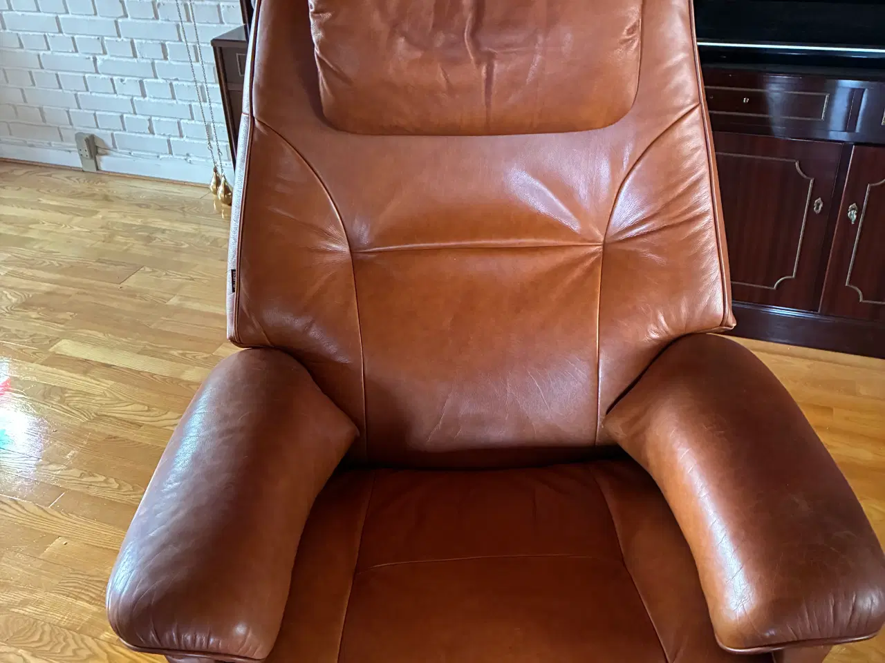 Billede 1 - Lænestol - decliner - cognacfarvet læder