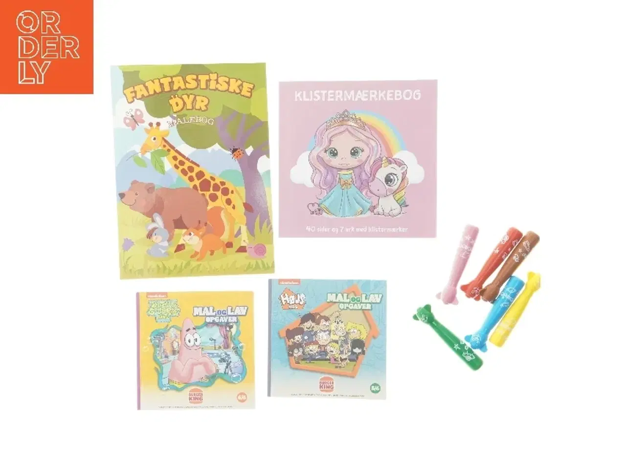 Billede 1 - Malebøger og klistermærker sæt med farvepenne