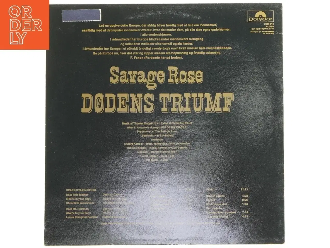 Billede 2 - Savage Rose Dødens Triumf LP