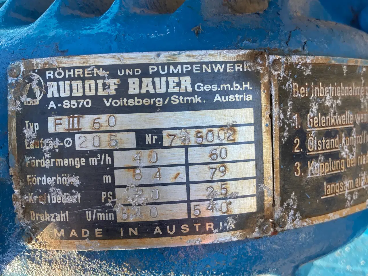 Billede 2 - Bauer/Famos markvandings pumpe til traktor