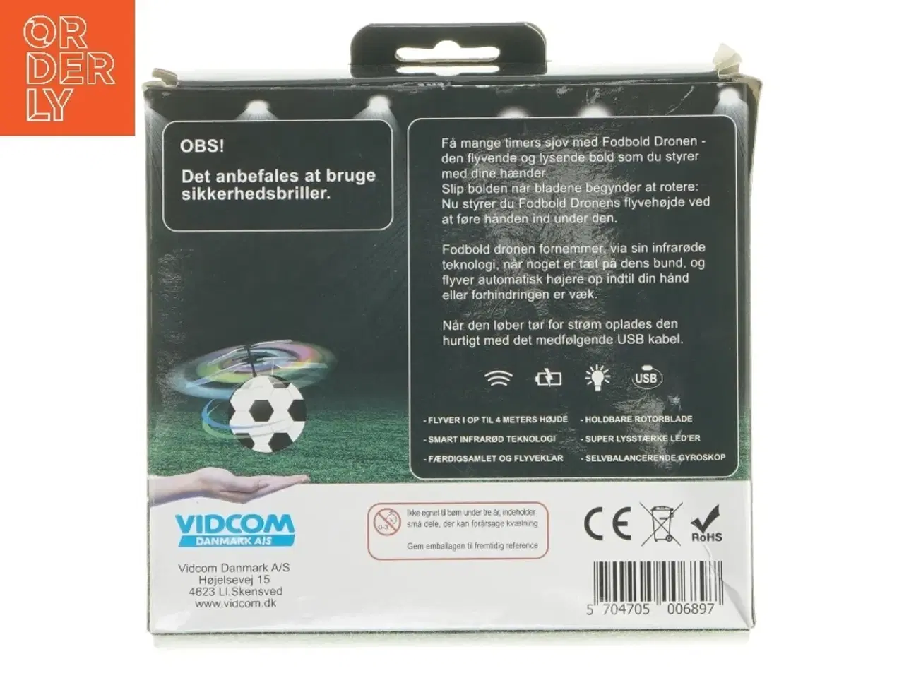 Billede 2 - Fodbolddrone med LED lys fra Vidcom Danmark (str. 12 cm)