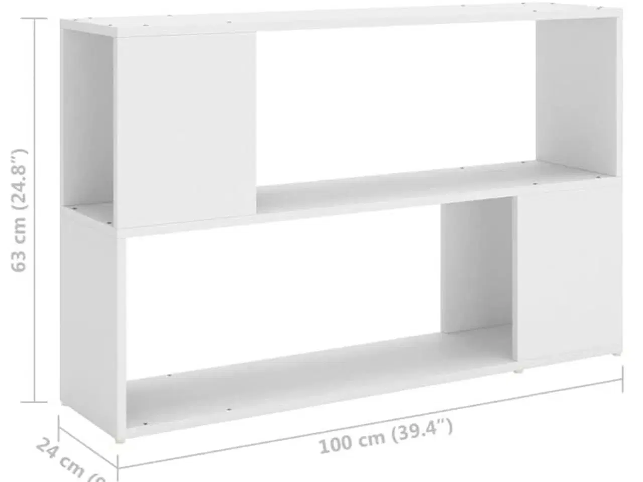 Billede 8 - Bogreol 100x24x63 cm spånplade hvid