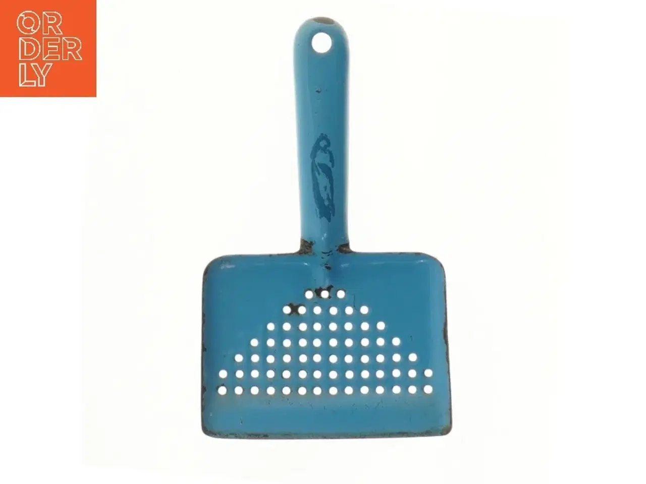 Billede 1 - Blå metalskovl med huller, emalje(str. 11,5x19,5 cm) (str. 11,5x19,5 cm)