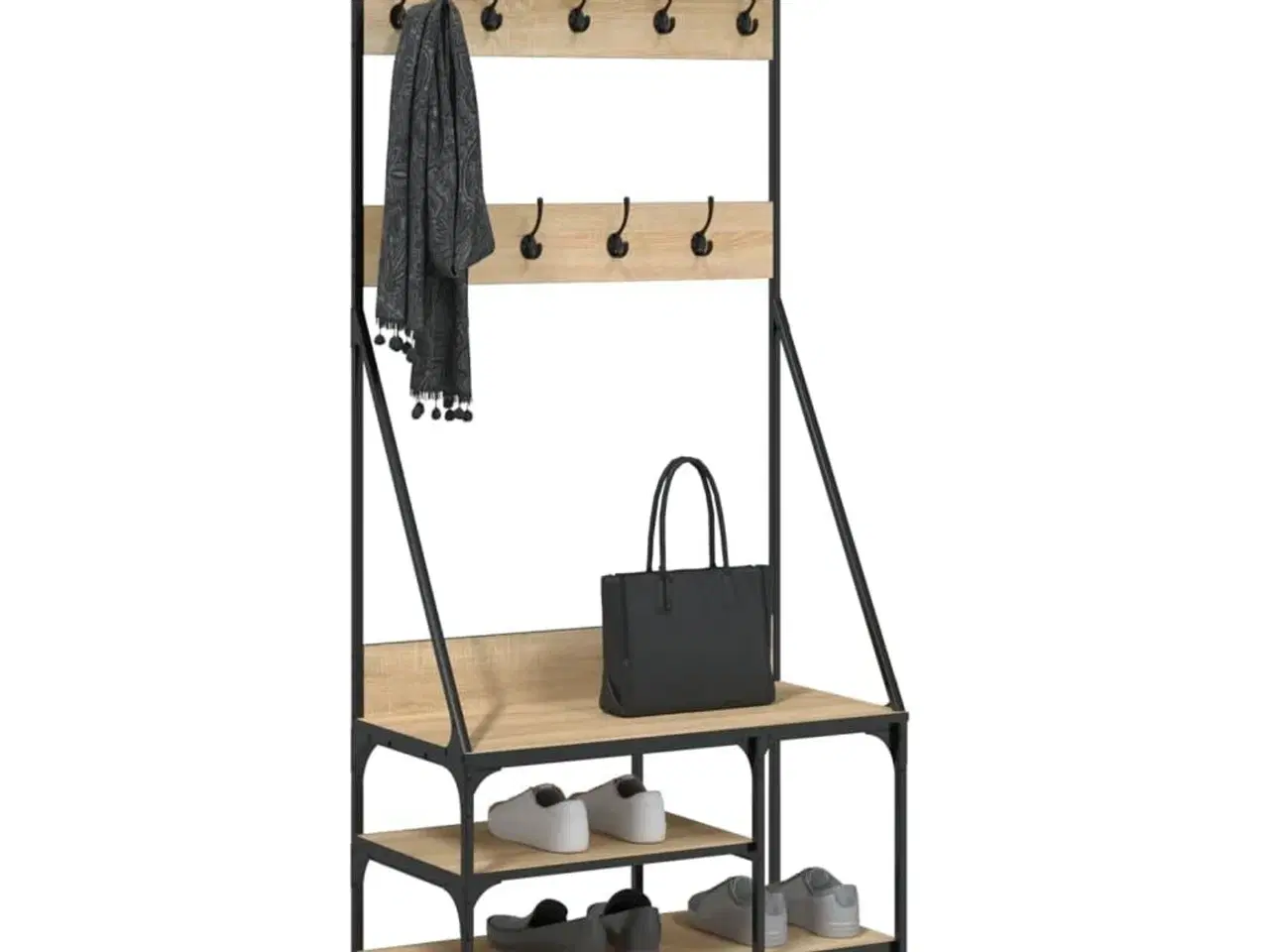 Billede 3 - Tøjstativ med skoopbevaring 80x40x184 cm sonoma-eg