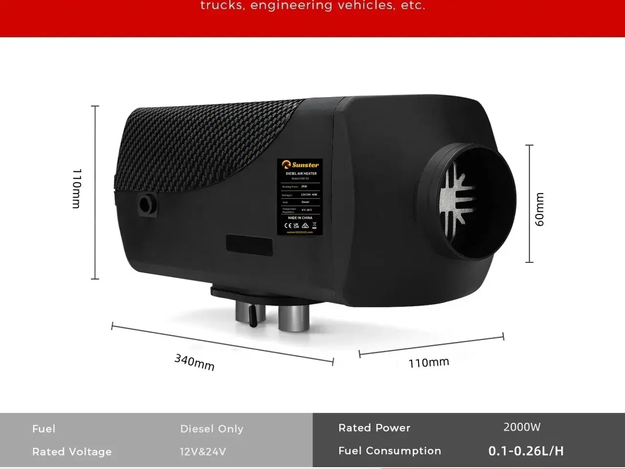 Billede 3 - Sunster Dieselfyr 2kW 12/24V med Bluetooth