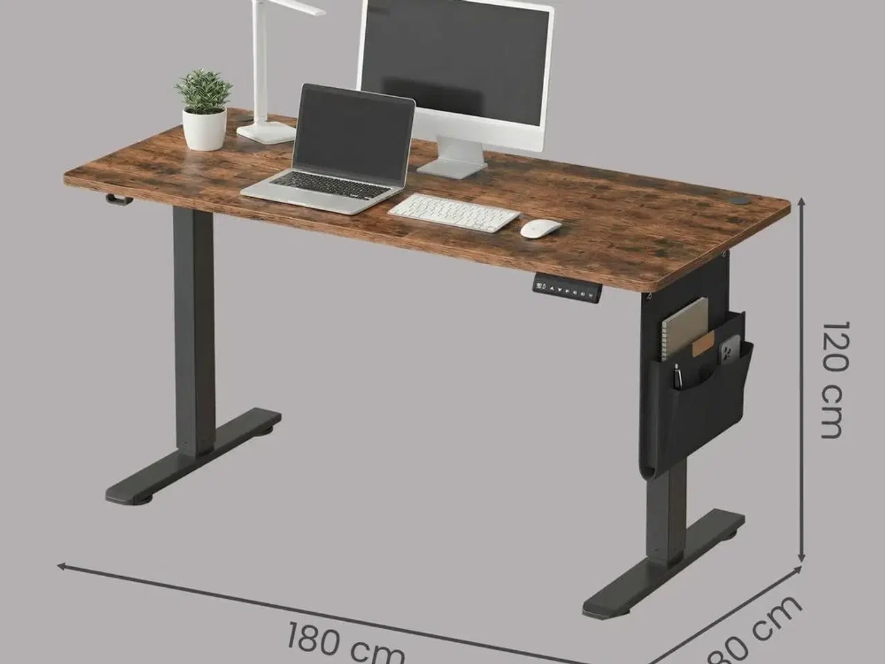 Billede 3 - Elektrisk hæve-sænkebord 180 × 80 cm med memory - vintage brun